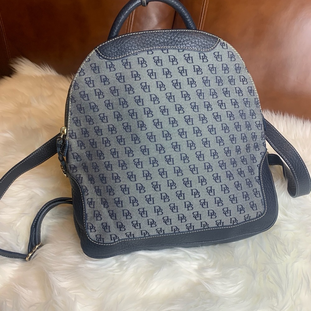 Dooney Bourke Navy Canvas Leather Backpack